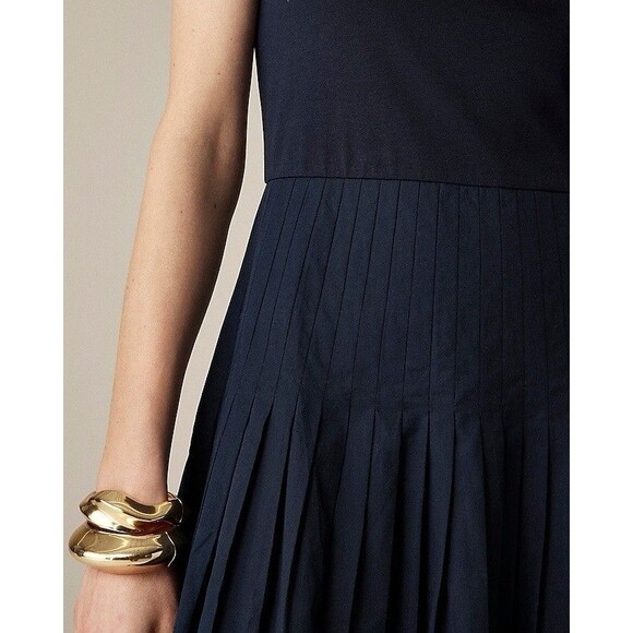 J. Crew Pintuck Mixy Dress Navy Blue Cotton Poplin Maxi Size 2X Beachy Preppy - Picture 7 of 9